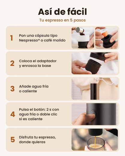 Cómo se usa la cafetera espresso portátil Brumo en 5 pasos