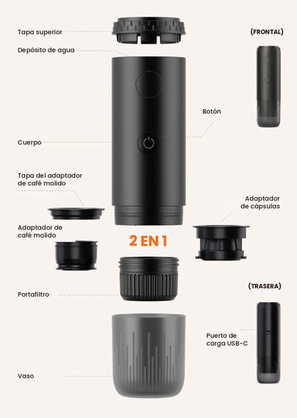 Piezas de la cafetera Brumo: adaptador 2 en 1 para cápsulas y café molido